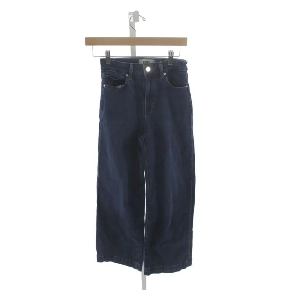 Paige Women Wide-Leg High-Rise Jeans Blue Cotton Button Size 24